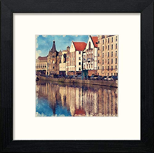 Edinburgh Leith in Black Wood frame, premium wall art print