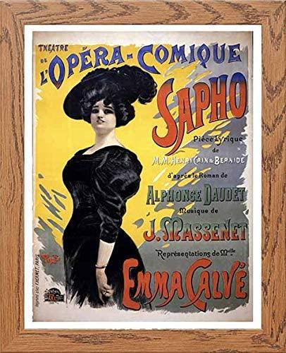 Vintage Poster L'opera Comique Sapho in Wood frame, premium wall art print