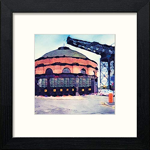 Glasgow Rotunda And Crane in Black Wood frame, premium wall art print