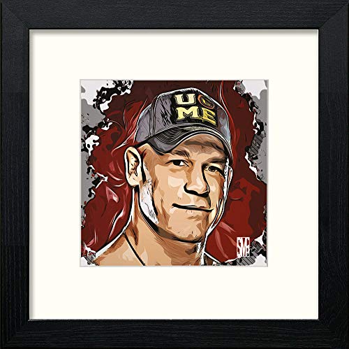 WWE Raw John Cena in Black Wood frame, premium wall art print