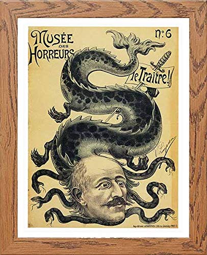 Vintage Poster Musee Des Horreurs Le Traitre in Wood frame, premium wall art print