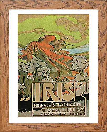 Vintage Poster Iris in Wood frame, premium wall art print