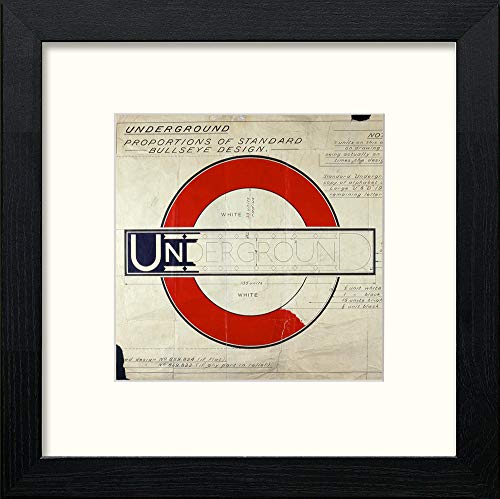 Vintage Underground Logo Design in Black Wood frame, premium wall art print