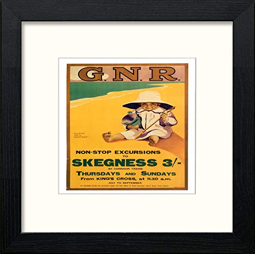 Vintage Poster Skegness1 in Black Wood frame, premium wall art print