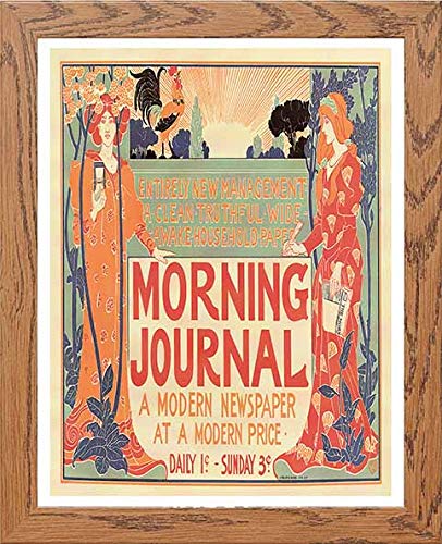 Vintage Poster Morning Journal A Modern Newspaper At A Modern Price in Wood frame, premium wall art print