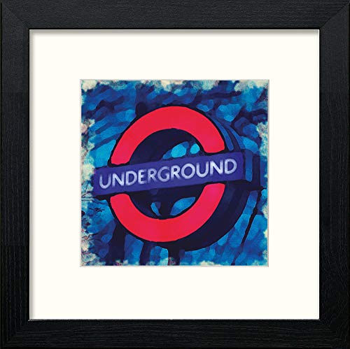 The London Underground Sign in Black Wood frame, premium wall art print