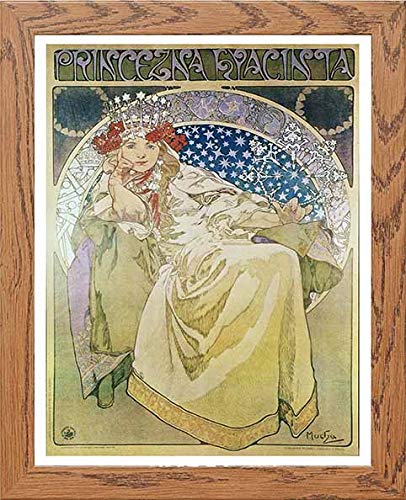Vintage Poster Alphonse Mucha Princezna Hyacinta 1911 in Wood frame, premium wall art print
