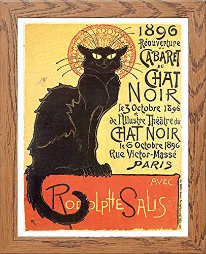 Vintage Poster Cabaret Du Chat Noir Paris in Wood frame, premium wall art print