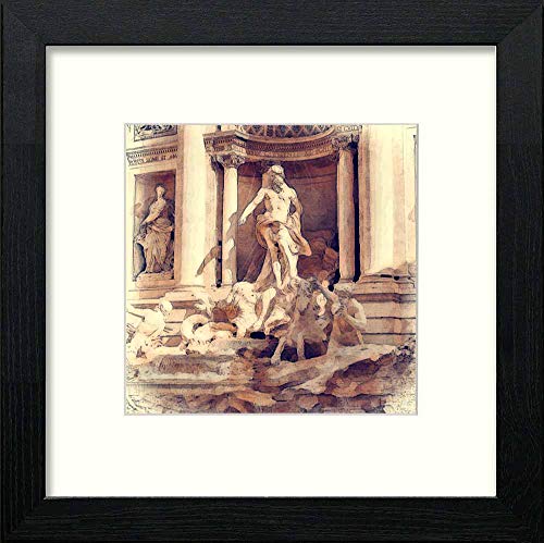 Vintage Trevi Rome in Black Wood frame, premium wall art print