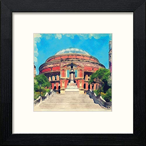 London Albert Hall in Black Wood frame, premium wall art print
