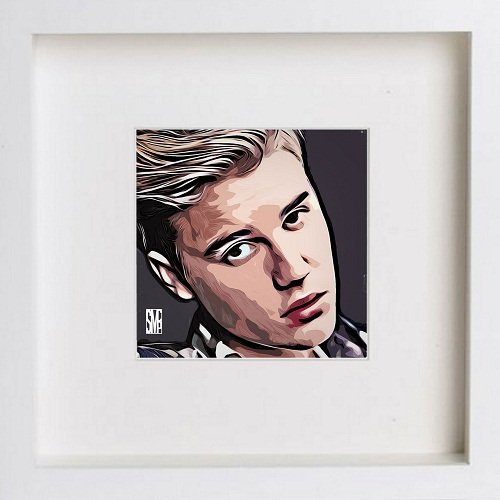 Justin Bieber 91 in White frame, premium wall art print