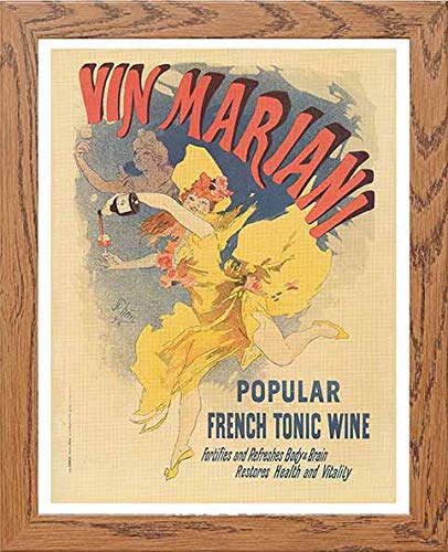 Vintage Poster Vin Mariani in Wood frame, premium wall art print