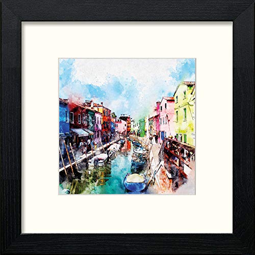 Venice Backwater in Black Wood frame, premium wall art print