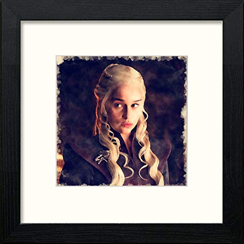 GOT Daenerys Targaryen in Black Wood frame, premium wall art print
