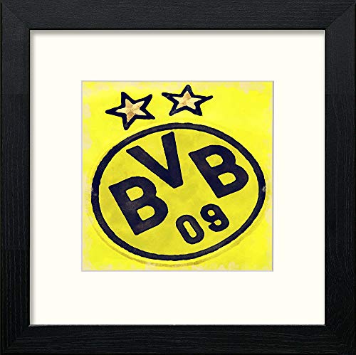 Dortmund Badge in Black Wood frame, premium wall art print