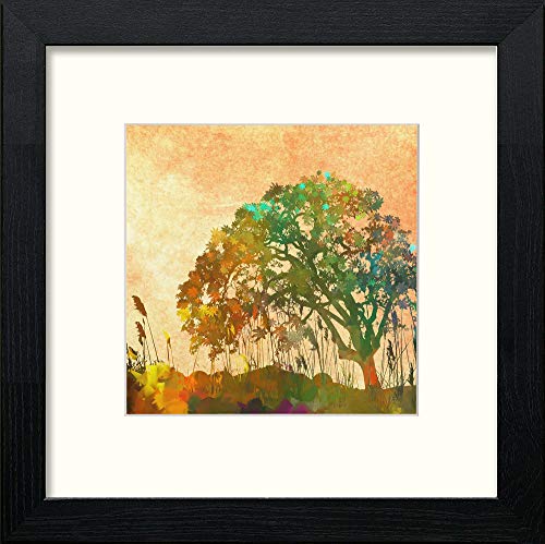 Sunset Tree in Black Wood frame, premium wall art print