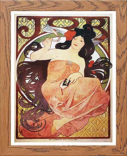Vintage Poster Alphonse Mucha Job 1898 in Wood frame, premium wall art print