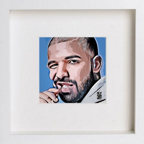 Drake 0023 in White frame, premium wall art print