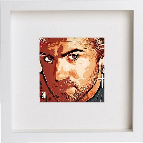 George Michael 0040 in White frame, premium wall art print