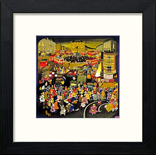 Vintage Busy London Poster in Black Wood frame, premium wall art print