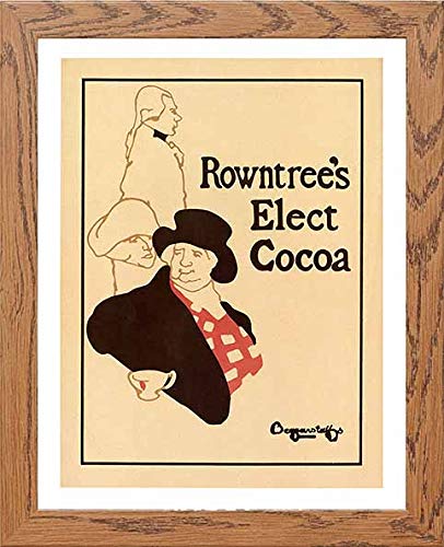 Vintage Poster Rowntrees Elect Cocoa in Wood frame, premium wall art print