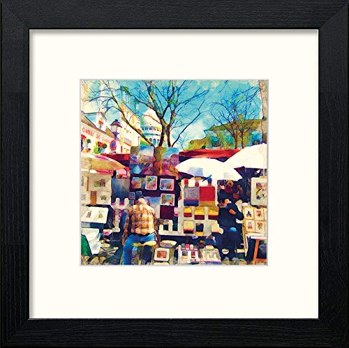 Paris Montmartre in Black Wood frame, premium wall art print