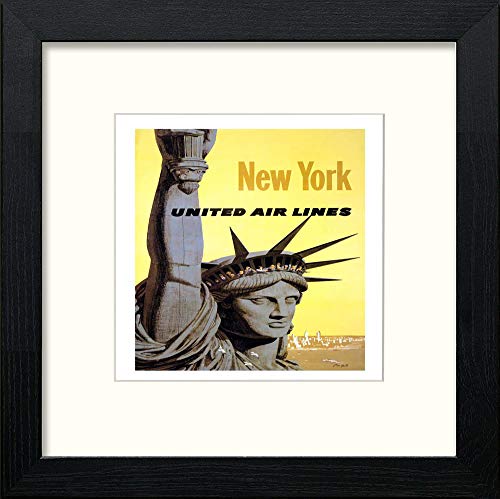 Vintage Poster New York in Black Wood frame, premium wall art print