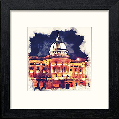 Glasgow Mitchell Library in Black Wood frame, premium wall art print