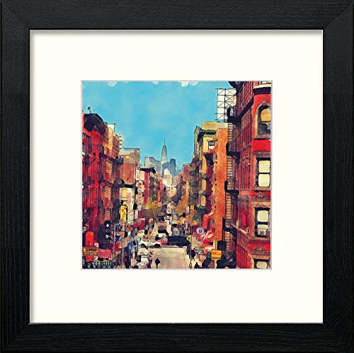 New York Chinatown in Black Wood frame, premium wall art print