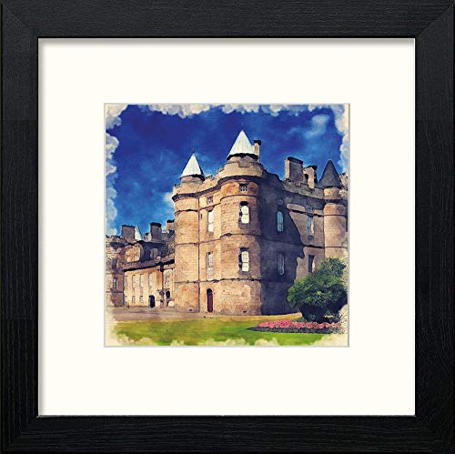 Edinburgh Holyrood House in Black Wood frame, premium wall art print