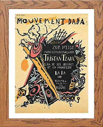 Vintage Poster Mouvement Dada in Wood frame, premium wall art print