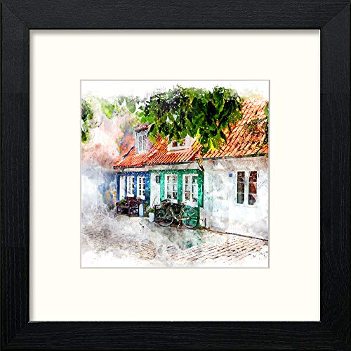 Cottage in Black Wood frame, premium wall art print