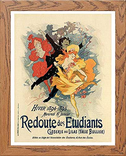 Vintage Poster Students Gala Ball Redoute Des Etudiants in Wood frame, premium wall art print