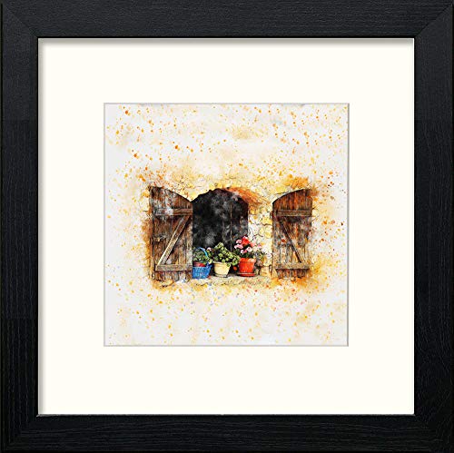 Valencian Window in Black Wood frame, premium wall art print