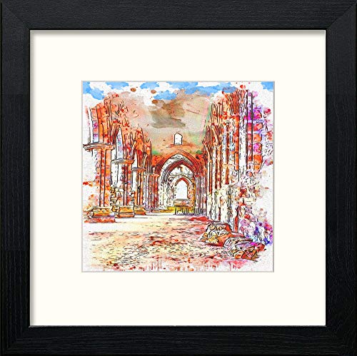 Medieval Ruins in Black Wood frame, premium wall art print