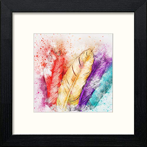 Feathers in Black Wood frame, premium wall art print