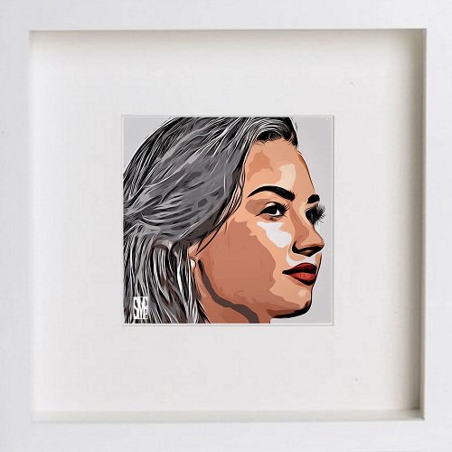 Demi Lovato 0022 in White frame, premium wall art print