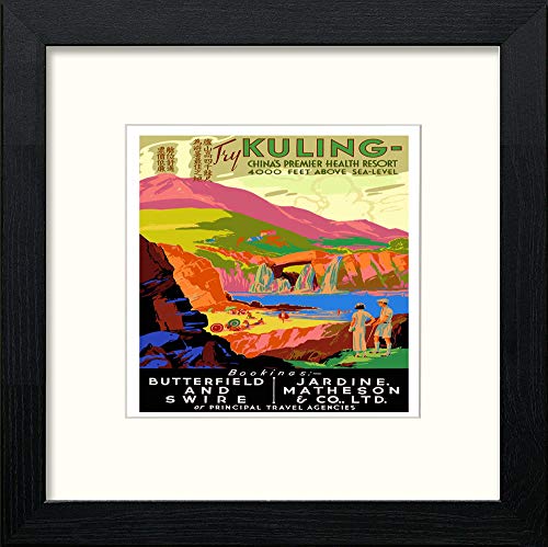 Vintage Poster Kuling China in Black Wood frame, premium wall art print