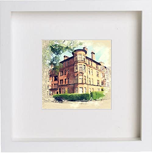 Wall Art Glasgow Tenement 63 in White frame, premium wall art print