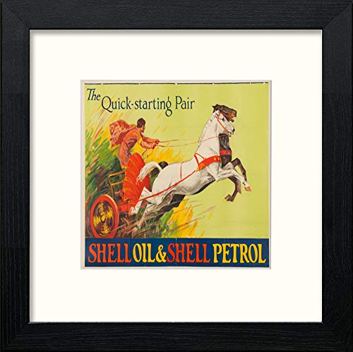 Vintage Shell Oil Poster in Black Wood frame, premium wall art print