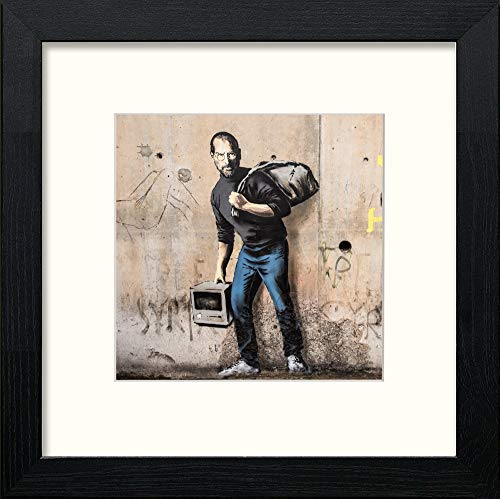 Banksy Steve Jobs in Black Wood frame, premium wall art print