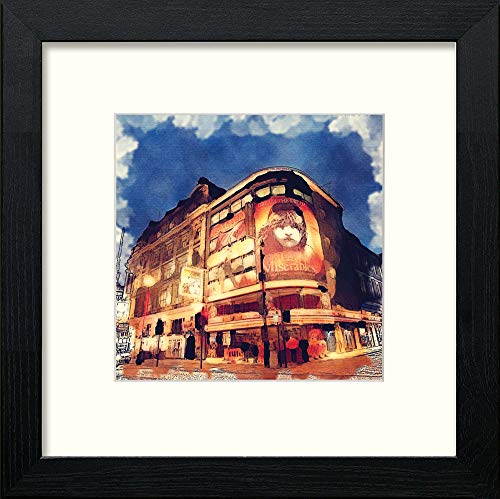 London Les Mis in Black Wood frame, premium wall art print