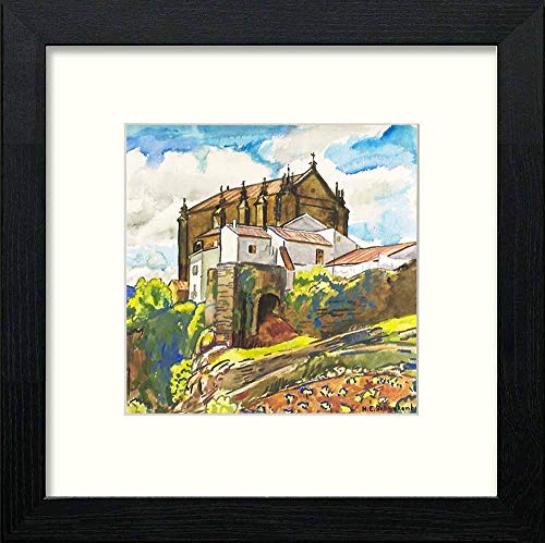 Vintage Church On Hill in Black Wood frame, premium wall art print