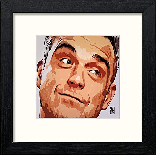 Robbie Williams in Black Wood frame, premium wall art print