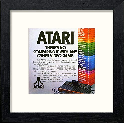 Vintage Atari Poster in Black Wood frame, premium wall art print