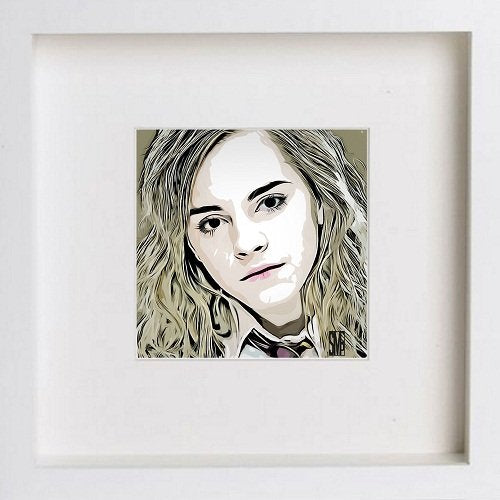 Emma Watson 0036 in White frame, premium wall art print