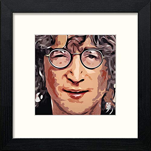 John Lennon in Black Wood frame, premium wall art print