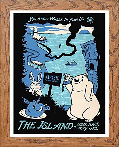 Vintage The Island Poster Lost in Wood frame, premium wall art print