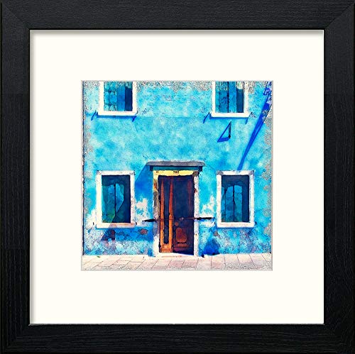 Italy Blue Venice in Black Wood frame, premium wall art print