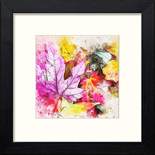 Autumn Leaves in Black Wood frame, premium wall art print